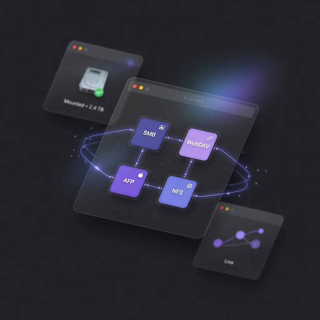 SMB WebDAV AFP NFS 四种协议支持示意